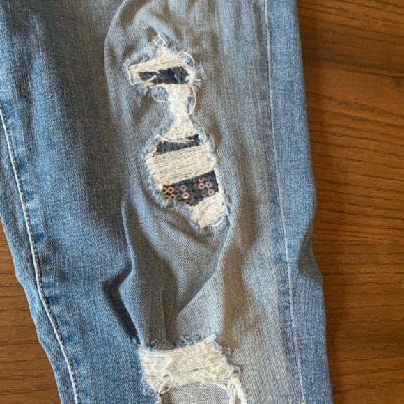 7 For All Mankind Sequin Destroy Ankle Skinny 30 - Picture 3 of 6